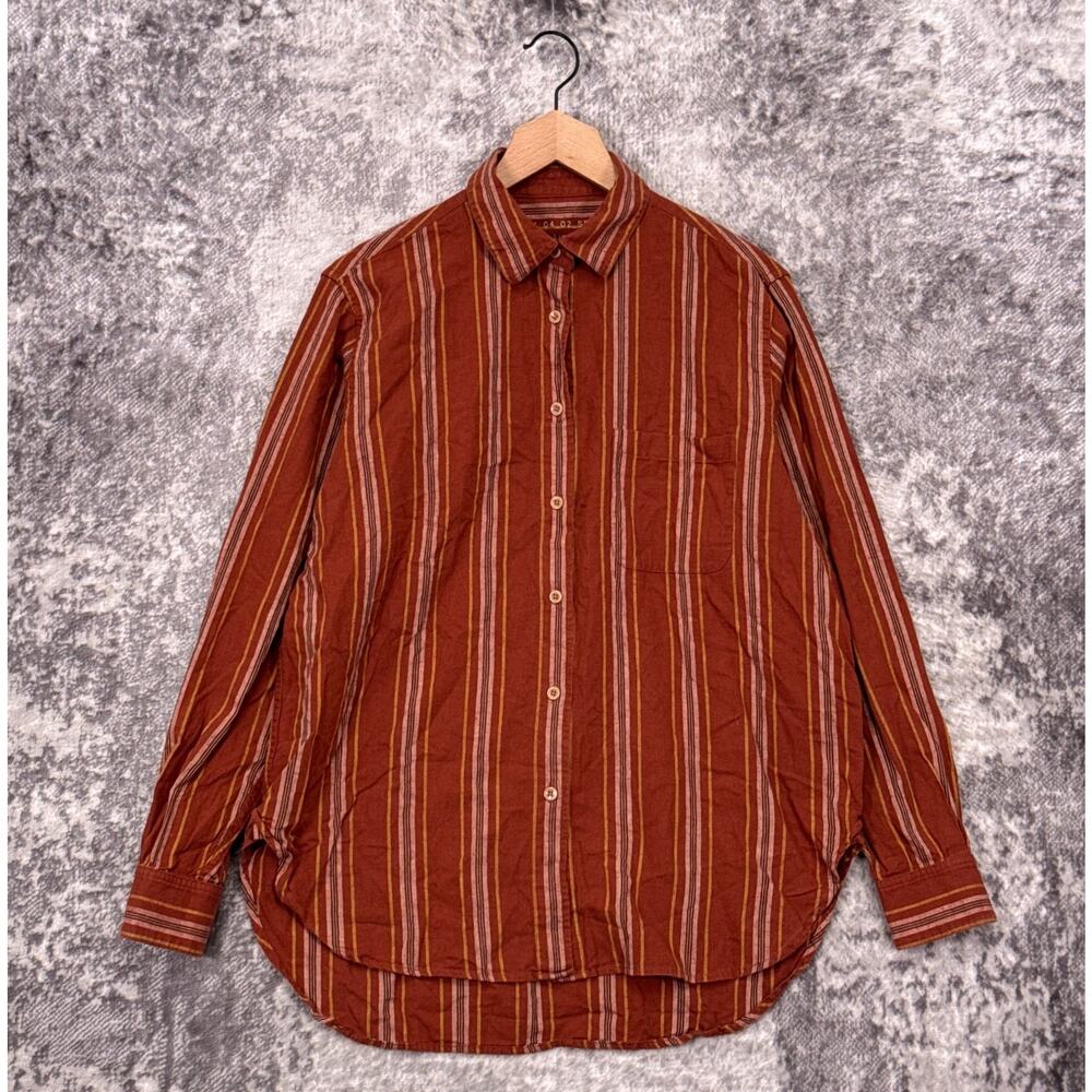 Four Objects Work Shirt Brushed Cotton 3 / Medium Womens Rust Flannel Striped
